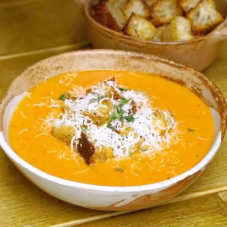 Томатный суп с гренками — recipe steps, main photo