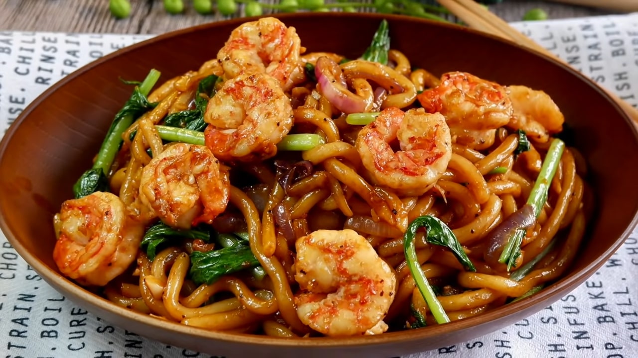 Удон с морепродуктами — recipe steps, main photo