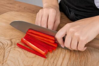 Джапче с говядиной и овощами &mdash; шаг 1: Нарезаем овощи и мясо