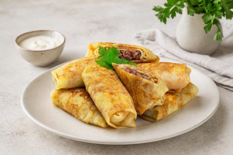 Блинчики с мясной начинкой