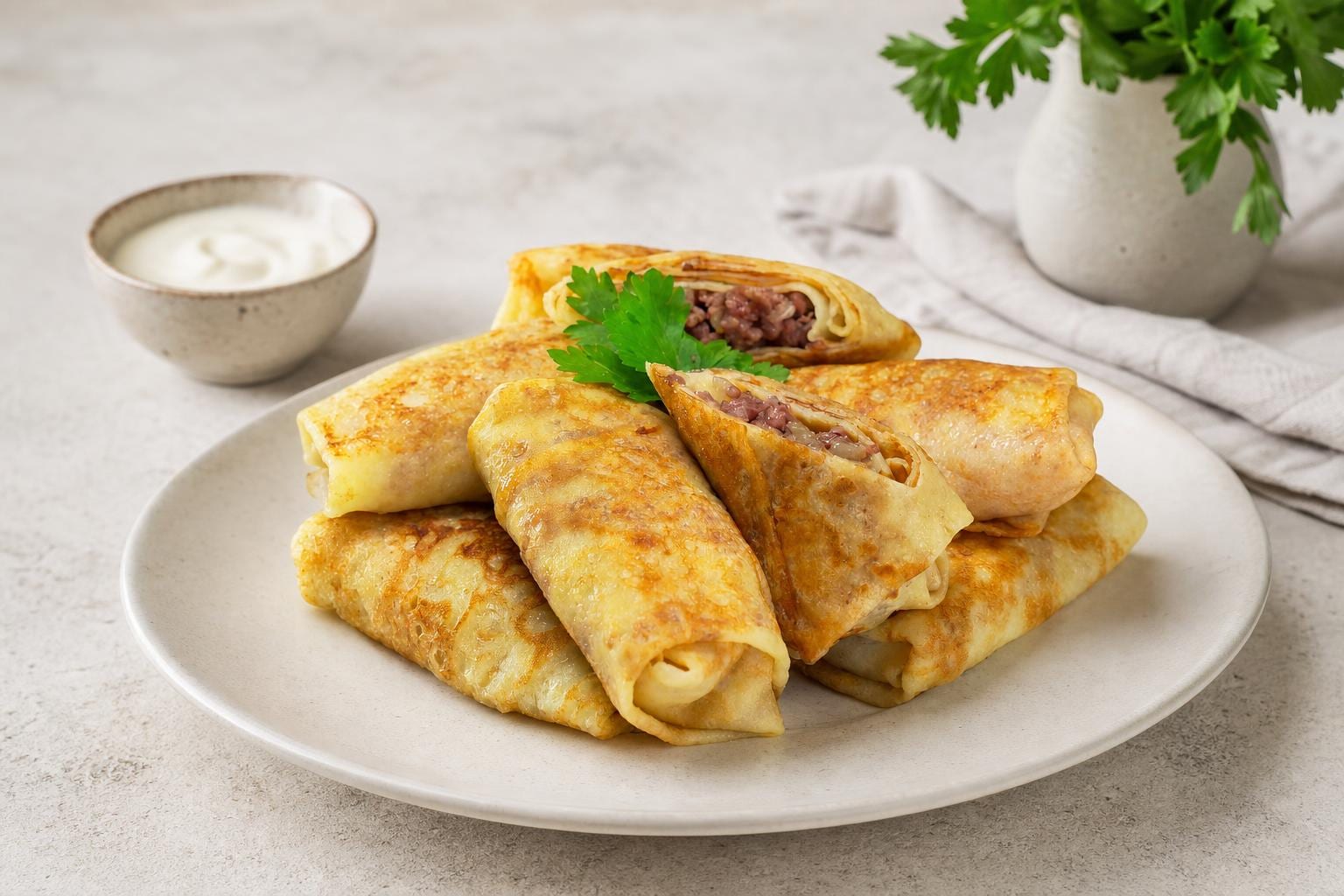 Блинчики с мясной начинкой