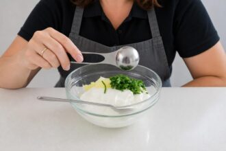 Оладьи из цукини с чесночно-йогуртовым соусом — шаг 7: Готовим соус
